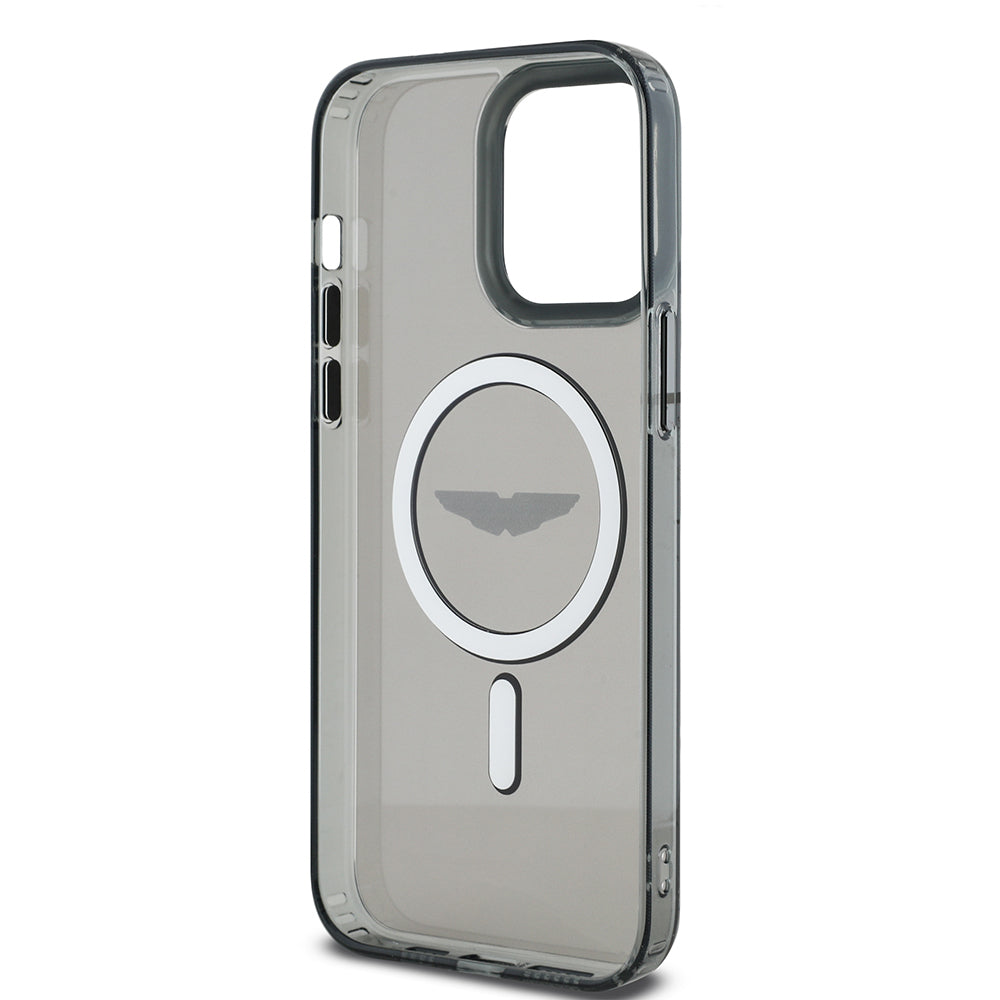 iPhone 14 Pro Max Kılıf Aston Martin Orijinal Lisanslı M-safe Şarj Özellikli IML Baskı Logolu Metal Düğmeli Kılıf