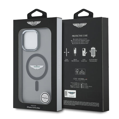 iPhone 14 Pro Max Kılıf Aston Martin Orijinal Lisanslı M-safe Şarj Özellikli IML Baskı Logolu Metal Düğmeli Kılıf