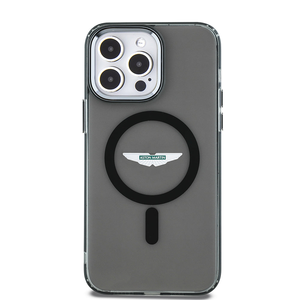 iPhone 14 Pro Max Kılıf Aston Martin Orijinal Lisanslı M-safe Şarj Özellikli IML Baskı Logolu Metal Düğmeli Kılıf