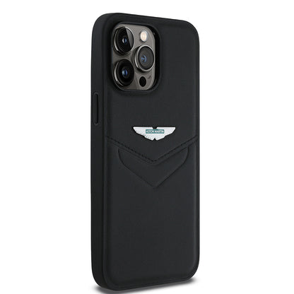 iPhone 14 Pro Max Kılıf Aston Martin Orijinal Lisanslı Victory Dizayn PU Deri Metal Logolu Kılıf