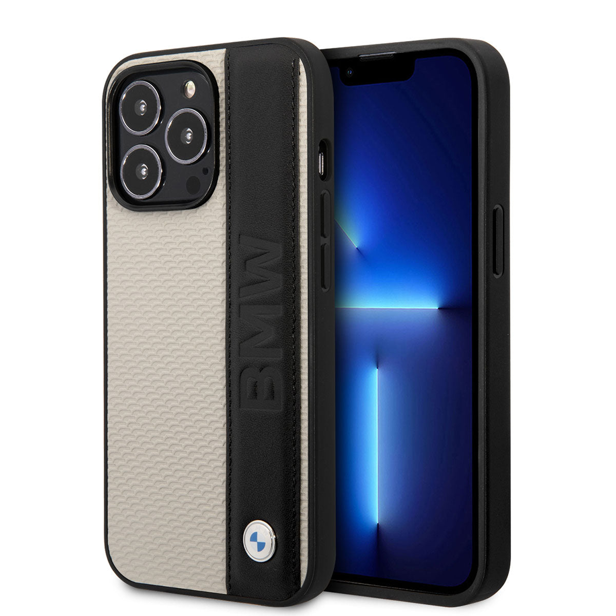 iPhone 14 Pro Max Kılıf BMW Orijinal Lisanslı Deri Dokulu Çizgili Dizayn Kılıf