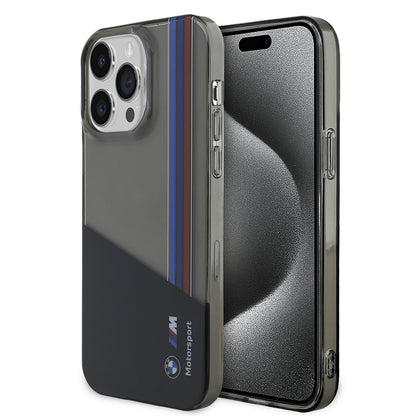 iPhone 14 Pro Max Kılıf BMW Orijinal Lisanslı Yarı Transparan M Dizayn Çizgili Kılıf