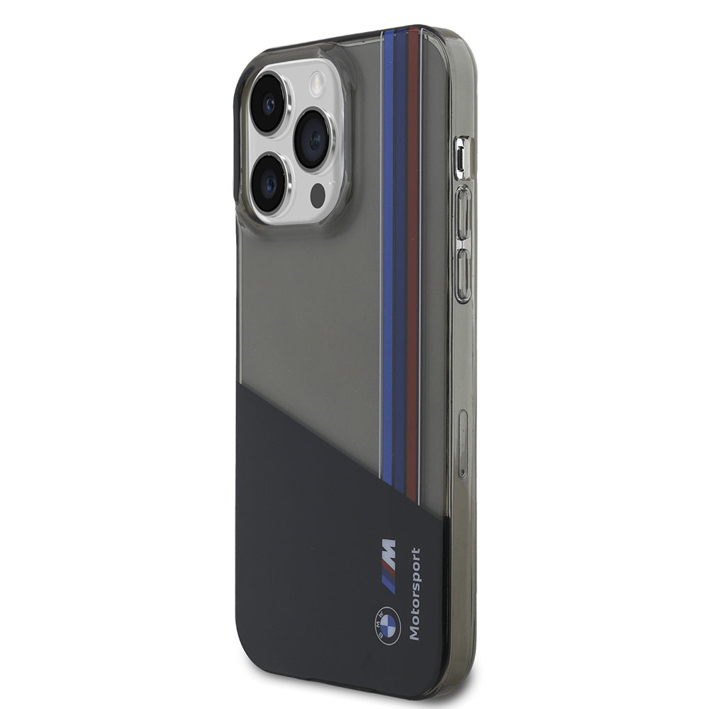 iPhone 14 Pro Max Kılıf BMW Orijinal Lisanslı Yarı Transparan M Dizayn Çizgili Kılıf