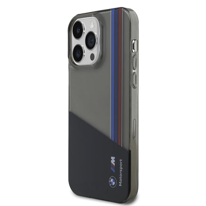 iPhone 14 Pro Max Kılıf BMW Orijinal Lisanslı Yarı Transparan M Dizayn Çizgili Kılıf