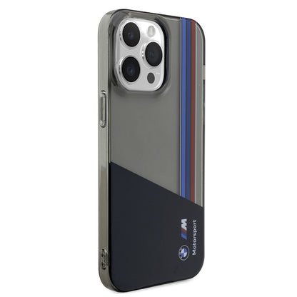 iPhone 14 Pro Max Kılıf BMW Orijinal Lisanslı Yarı Transparan M Dizayn Çizgili Kılıf