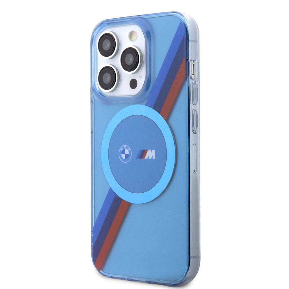 iPhone 14 Pro Max Kılıf BMW M-safe Şarj Özellikli Transparan Tricolor Stripes orijinal Lisanslı Kılıf