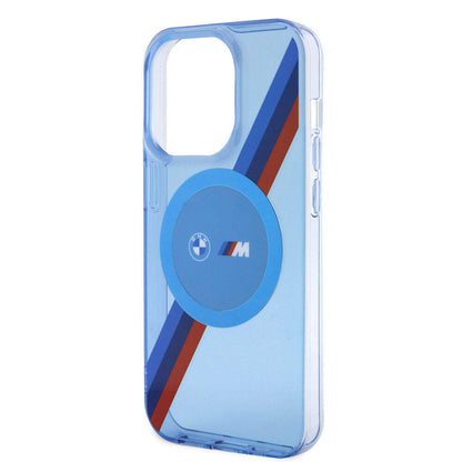 iPhone 14 Pro Max Kılıf BMW M-safe Şarj Özellikli Transparan Tricolor Stripes orijinal Lisanslı Kılıf