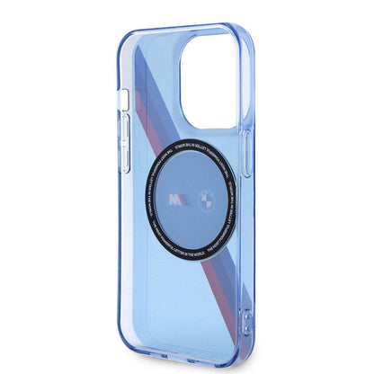 iPhone 14 Pro Max Kılıf BMW M-safe Şarj Özellikli Transparan Tricolor Stripes orijinal Lisanslı Kılıf