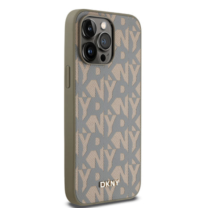 iPhone 14 Pro Max Kılıf DKNY orijinal Lisanslı M-safe Şarj Özellikli 3D Yazılı Grid Pattern Kılıf