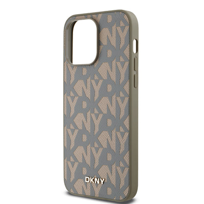 iPhone 14 Pro Max Kılıf DKNY orijinal Lisanslı M-safe Şarj Özellikli 3D Yazılı Grid Pattern Kılıf
