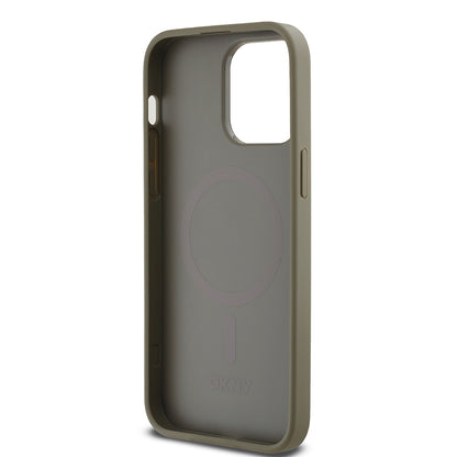 iPhone 14 Pro Max Kılıf DKNY orijinal Lisanslı M-safe Şarj Özellikli 3D Yazılı Grid Pattern Kılıf
