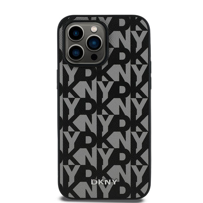 iPhone 14 Pro Max Kılıf DKNY orijinal Lisanslı M-safe Şarj Özellikli 3D Yazılı Grid Pattern Kılıf