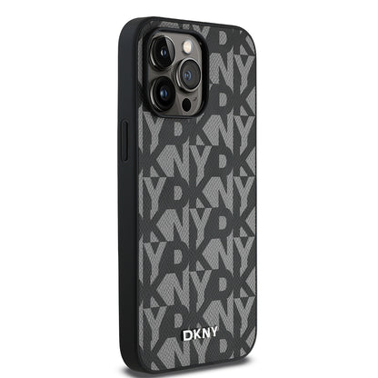 iPhone 14 Pro Max Kılıf DKNY orijinal Lisanslı M-safe Şarj Özellikli 3D Yazılı Grid Pattern Kılıf