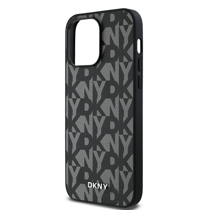 iPhone 14 Pro Max Kılıf DKNY orijinal Lisanslı M-safe Şarj Özellikli 3D Yazılı Grid Pattern Kılıf