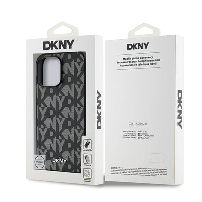 iPhone 14 Pro Max Kılıf DKNY orijinal Lisanslı M-safe Şarj Özellikli 3D Yazılı Grid Pattern Kılıf