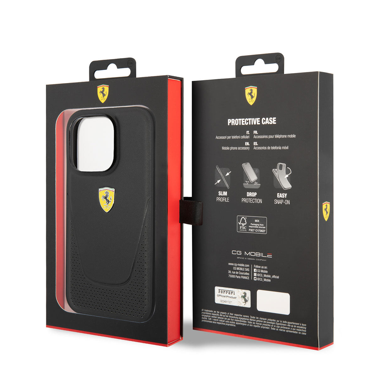 iPhone 14 Pro Max Kılıf Ferrari Deri Delikli Dizayn Kılıf