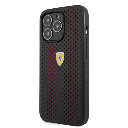 iPhone 14 Pro Max Kılıf Ferrari Deri Sarı Noktalı Dizayn Kılıf