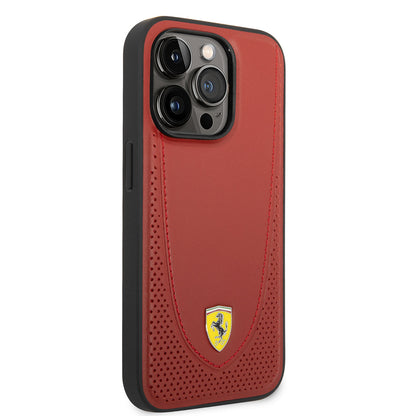 iPhone 14 Pro Max Kılıf Ferrari M-safe Şarj Özellikli Deri Delikli Dikişli Dizayn Kılıf