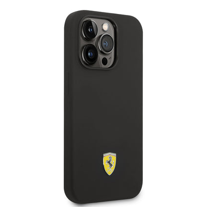 iPhone 14 Pro Max Kılıf Ferrari M-safe Şarj Özellikli Silikon Metal Logo Dizayn Kılıf