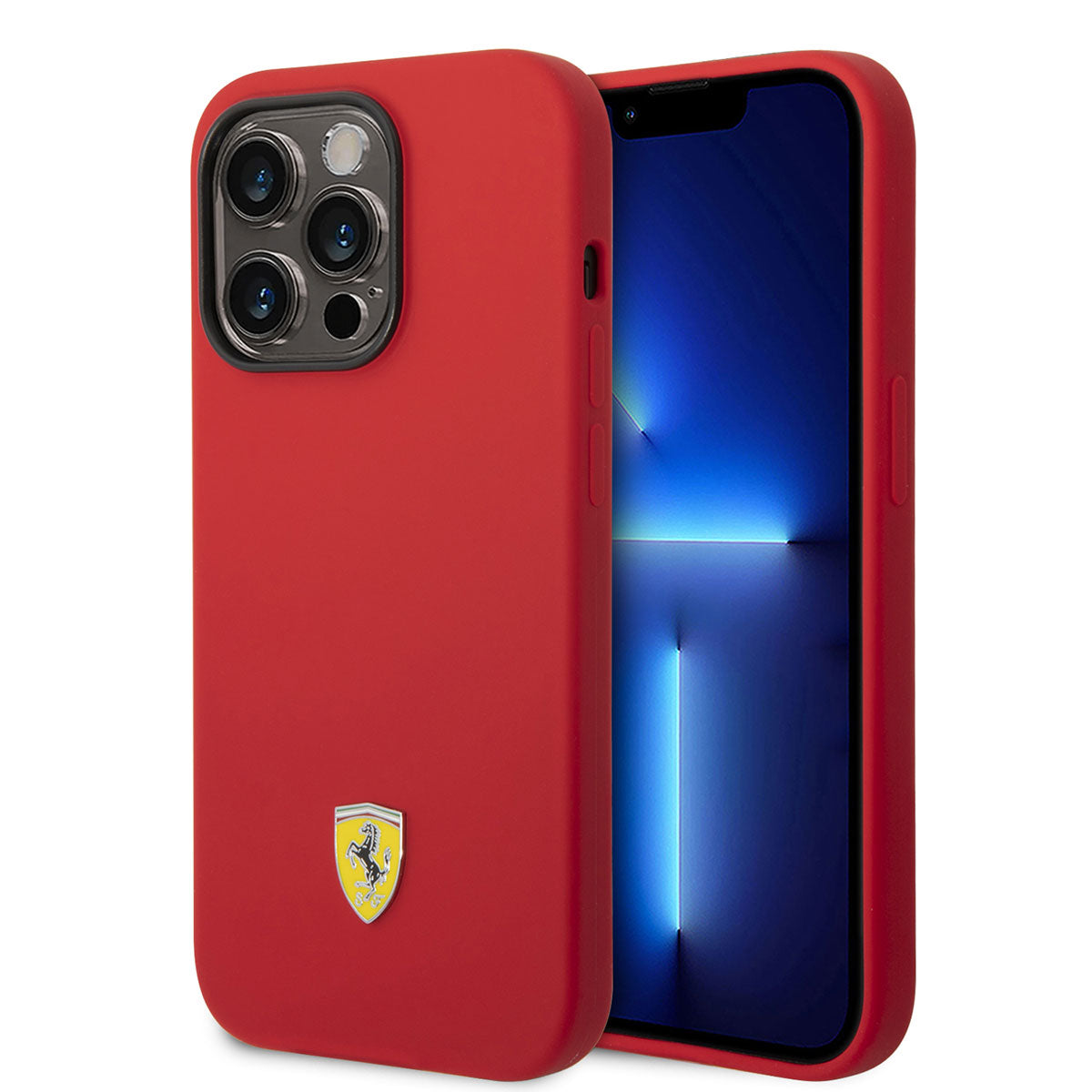 iPhone 14 Pro Max Kılıf Ferrari M-safe Şarj Özellikli Silikon Metal Logo Dizayn Kılıf