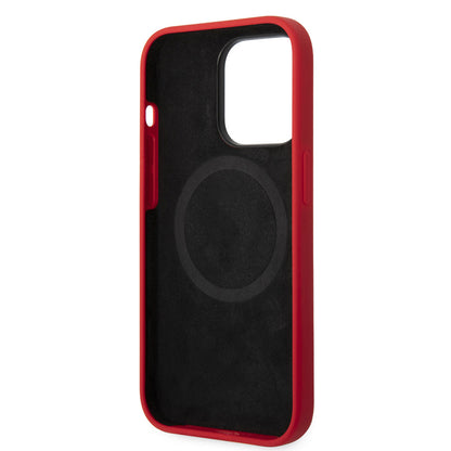 iPhone 14 Pro Max Kılıf Ferrari M-safe Şarj Özellikli Silikon Metal Logo Dizayn Kılıf