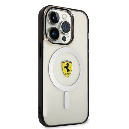 iPhone 14 Pro Max Kılıf Ferrari M-safe Şarj Özellikli Transparan Dizayn Kılıf