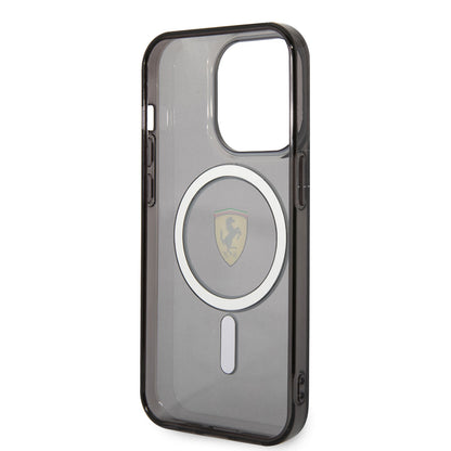 iPhone 14 Pro Max Kılıf Ferrari M-safe Şarj Özellikli Yarı Transparan Dizayn Kılıf