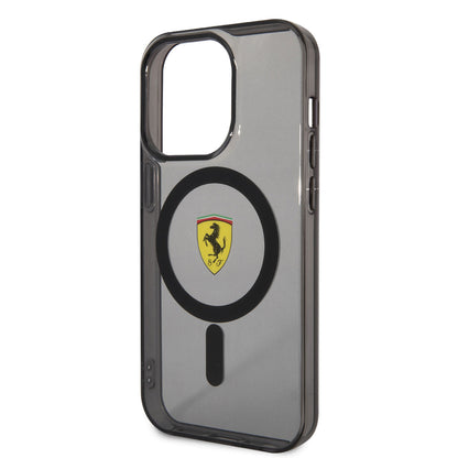 iPhone 14 Pro Max Kılıf Ferrari M-safe Şarj Özellikli Yarı Transparan Dizayn Kılıf