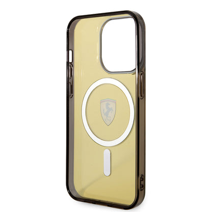 iPhone 14 Pro Max Kılıf Ferrari M-safe Şarj Özellikli Yarı Transparan Dizayn Kılıf