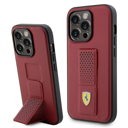 iPhone 14 Pro Max Kılıf Ferrari orijinal Lisanlı Klasik Metal Logolu Delikli Standlı Deri Kılıf