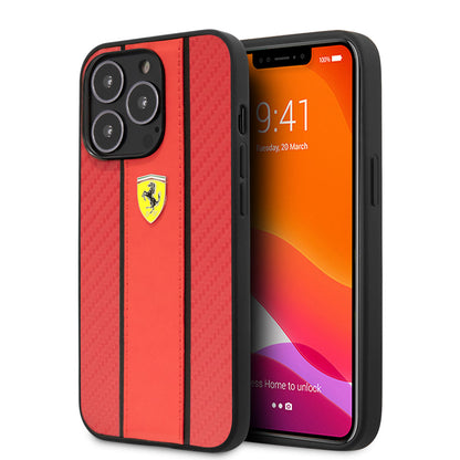 iPhone 14 Pro Max Kılıf Ferrari PU Deri Ve Karbon Dizayn Kılıf