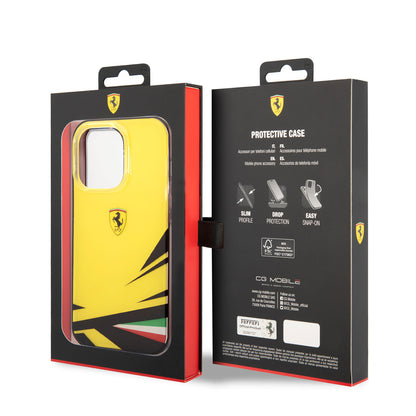 iPhone 14 Pro Max Kılıf Ferrari Sarı İtalyan Bayrak Baskılı Dizayn Kılıf
