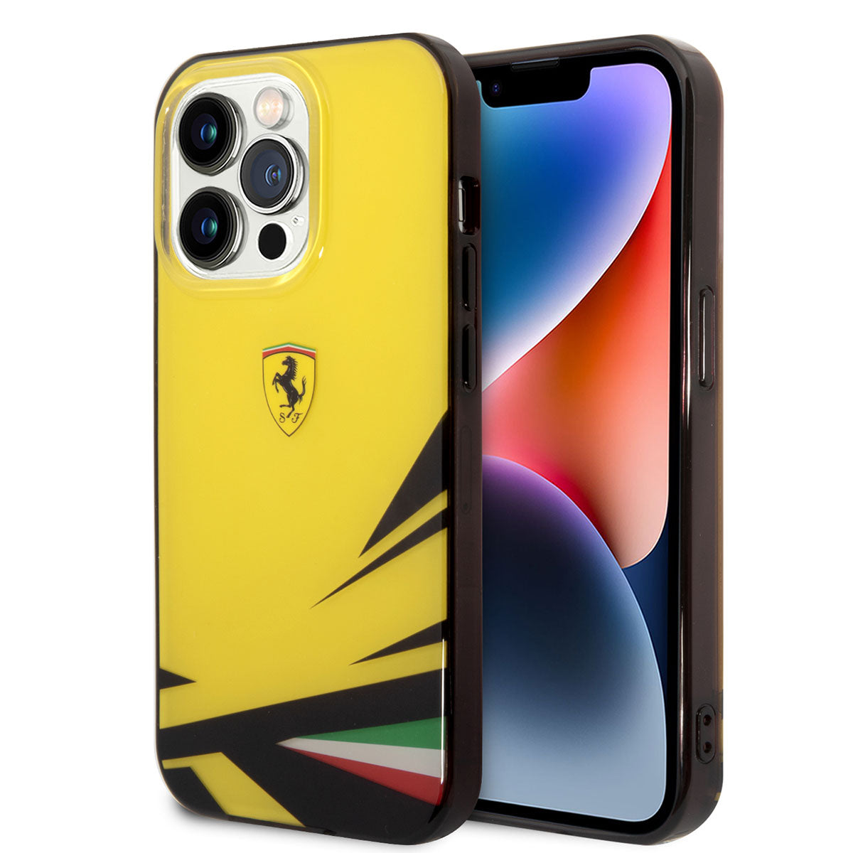 iPhone 14 Pro Max Kılıf Ferrari Sarı İtalyan Bayrak Baskılı Dizayn Kılıf
