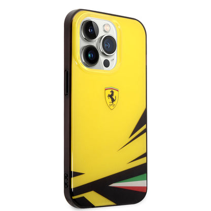 iPhone 14 Pro Max Kılıf Ferrari Sarı İtalyan Bayrak Baskılı Dizayn Kılıf