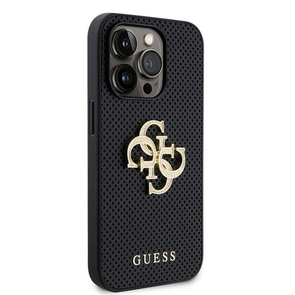 iPhone 14 Pro Max Kılıf Guess Orijinal Lisanslı Delikli Yazı ve 4G Glitter Büyük Metal Logolu Kılıf