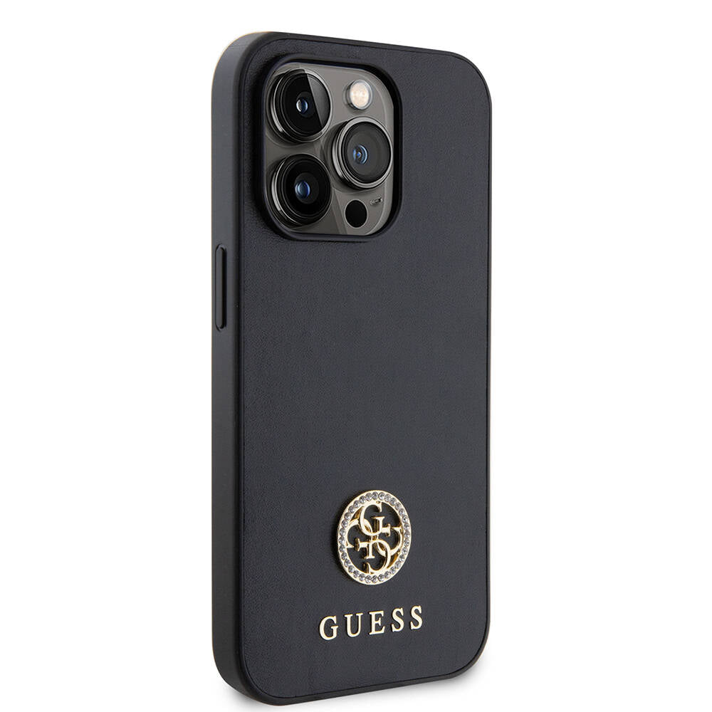 iPhone 14 Pro Max Kılıf Guess Orijinal Lisanslı Deri 4G Metal Logo Strass Kılıf
