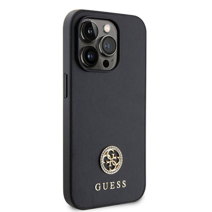 iPhone 14 Pro Max Kılıf Guess Orijinal Lisanslı Deri 4G Metal Logo Strass Kılıf