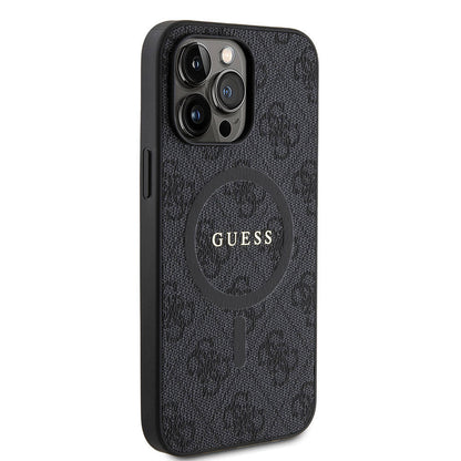 iPhone 14 Pro Max Kılıf Guess Orijinal Lisanslı M-safe Şarj Özellikli PU Halkalı 4G Desenli Yazı Logolu Kılıf