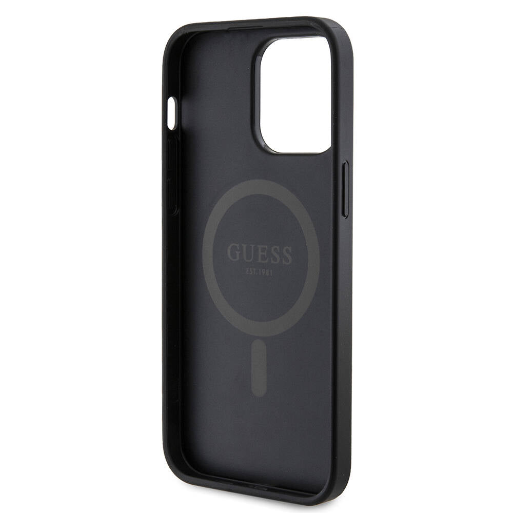 iPhone 14 Pro Max Kılıf Guess Orijinal Lisanslı M-safe Şarj Özellikli PU Halkalı 4G Desenli Yazı Logolu Kılıf