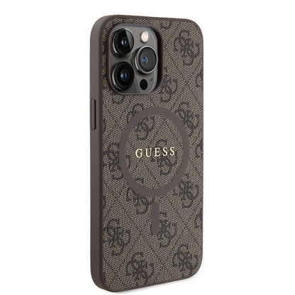 iPhone 14 Pro Max Kılıf Guess Orijinal Lisanslı M-safe Şarj Özellikli PU Halkalı 4G Desenli Yazı Logolu Kılıf