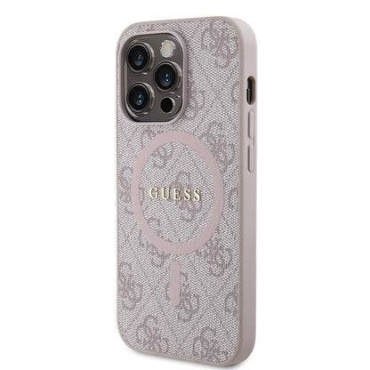 iPhone 14 Pro Max Kılıf Guess Orijinal Lisanslı M-safe Şarj Özellikli PU Halkalı 4G Desenli Yazı Logolu Kılıf