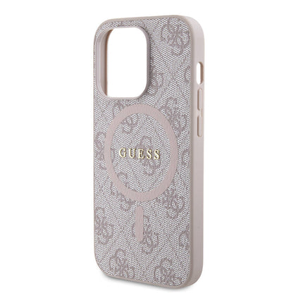 iPhone 14 Pro Max Kılıf Guess Orijinal Lisanslı M-safe Şarj Özellikli PU Halkalı 4G Desenli Yazı Logolu Kılıf