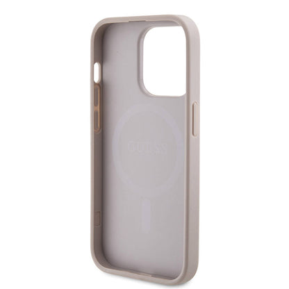 iPhone 14 Pro Max Kılıf Guess Orijinal Lisanslı M-safe Şarj Özellikli PU Halkalı 4G Desenli Yazı Logolu Kılıf