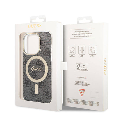 iPhone 14 Pro Max Kılıf Guess Orijinal Lisanslı M-safe Şarj Özellikli Yazı Logolu 4G Desenli Kılıf
