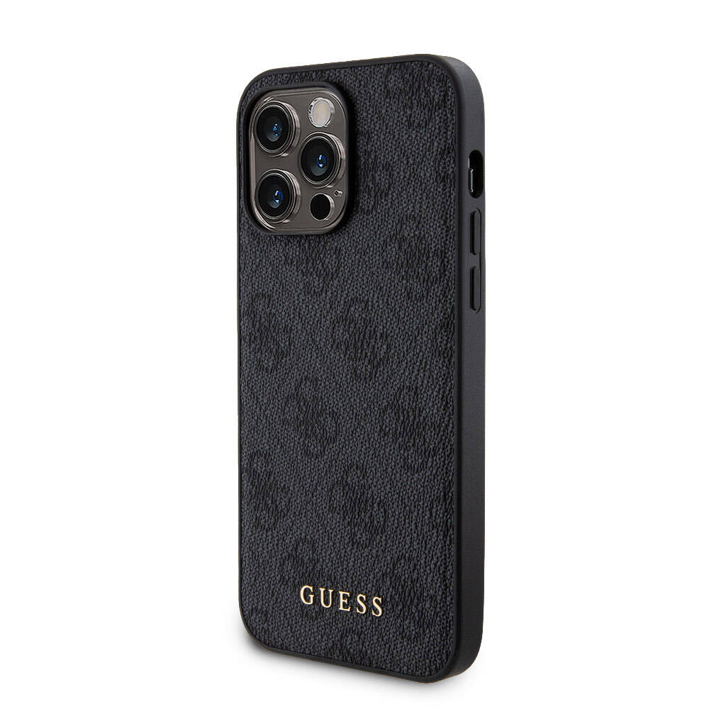 iPhone 14 Pro Max Kılıf Guess Orijinal Lisanslı M-safe Şarj Özellikli Yazı Logolu 4G Desenli Kılıf + Powerbank 5000mAh 2in1 Set