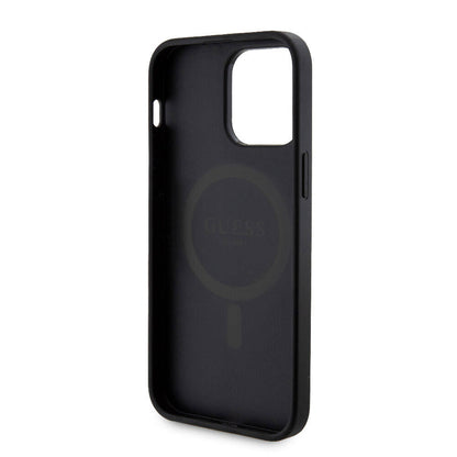 iPhone 14 Pro Max Kılıf Guess Orijinal Lisanslı M-safe Şarj Özellikli Yazı Logolu 4G Desenli Kılıf + Powerbank 5000mAh 2in1 Set