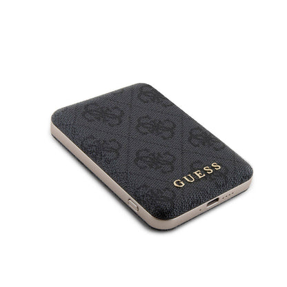 iPhone 14 Pro Max Kılıf Guess Orijinal Lisanslı M-safe Şarj Özellikli Yazı Logolu 4G Desenli Kılıf + Powerbank 5000mAh 2in1 Set