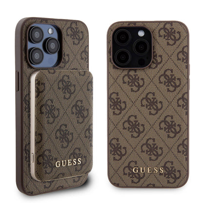 iPhone 14 Pro Max Kılıf Guess Orijinal Lisanslı M-safe Şarj Özellikli Yazı Logolu 4G Desenli Kılıf + Powerbank 5000mAh 2in1 Set