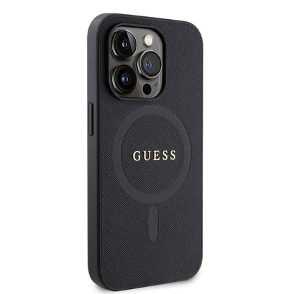 iPhone 14 Pro Max Kılıf Guess Orijinal Lisanslı M-safe Şarj Özellikli Yazı Logolu Saffiano Kılıf