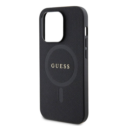 iPhone 14 Pro Max Kılıf Guess Orijinal Lisanslı M-safe Şarj Özellikli Yazı Logolu Saffiano Kılıf